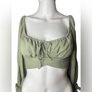 Parallel Lines Elegant Sage Green Women's Cropped Top Size 8